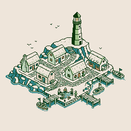 Minimal Isometric Linework Diorama example 1